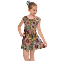 Flower And Butterfly Kids Cap Sleeve Dress by vintage2030