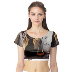 Owls 1461952 1920 Short Sleeve Crop Top by vintage2030