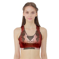 Wonderful Heart With Decorative Elements Sports Bra With Border by FantasyWorld7