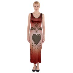 Wonderful Heart With Decorative Elements Fitted Maxi Dress by FantasyWorld7