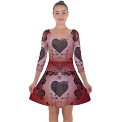 Wonderful Heart With Decorative Elements Quarter Sleeve Skater Dress by FantasyWorld7