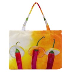 Three Red Chili Peppers Zipper Medium Tote Bag by FunnyCow