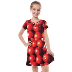 Pile Of Red Tomatoes Kids  Cross Web Dress by FunnyCow