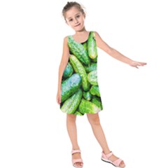 Pile Of Green Cucumbers Kids  Sleeveless Dress by FunnyCow