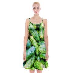 Pile Of Green Cucumbers Spaghetti Strap Velvet Dress by FunnyCow