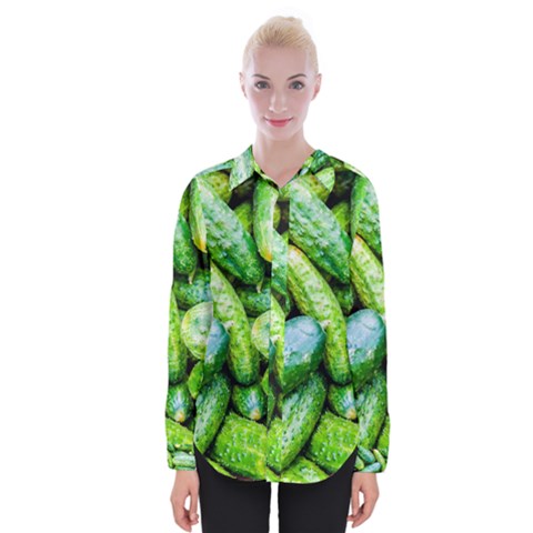 Pile Of Green Cucumbers Womens Long Sleeve Shirt by FunnyCow