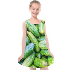 Pile Of Green Cucumbers Kids  Cross Back Dress by FunnyCow