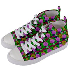 Roses And Other Flowers Love Harmony Women s Mid-top Canvas Sneakers by pepitasart