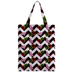 Cat Rose Chevron Zipper Classic Tote Bag by snowwhitegirl