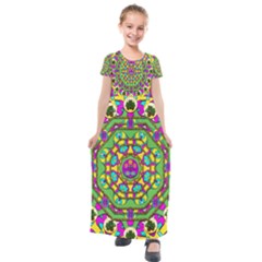 Cool Colors To Love And Cherish Kids  Short Sleeve Maxi Dress by pepitasart