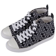 Monochrome Centipede Arabesque Women s Mid-top Canvas Sneakers by linceazul