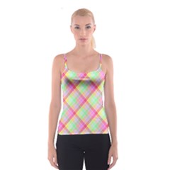 Pastel Rainbow Tablecloth Diagonal Check Spaghetti Strap Top by PodArtist