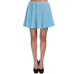 Oktoberfest Bavarian Blue Houndstooth Check Skater Skirt by PodArtist