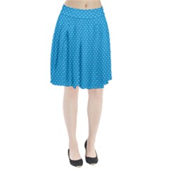 Mini White Polkadots On Oktoberfest Bavarian Blue Pleated Skirt by PodArtist