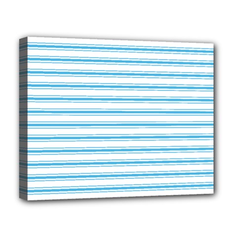 Oktoberfest Bavarian Blue And White Large Mattress Ticking Stripes Deluxe Canvas 20  X 16  (stretched) by PodArtist