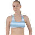 Oktoberfest Bavarian Blue and White Large Mattress Ticking Stripes Criss Cross Racerback Sports Bra View1