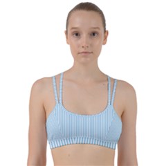 Oktoberfest Bavarian Blue And White Mattress Ticking Line Them Up Sports Bra by PodArtist