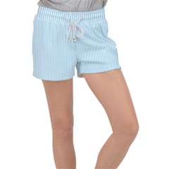 Oktoberfest Bavarian Blue And White Mattress Ticking Women s Velour Lounge Shorts by PodArtist