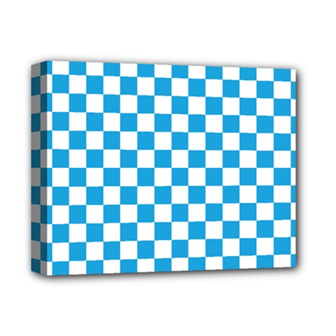 Oktoberfest Bavarian Large Blue And White Checkerboard Deluxe Canvas 14  X 11  (stretched) by PodArtist