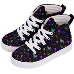 Colored Hand Draw Abstract Pattern Kid s Hi-top Skate Sneakers by dflcprints