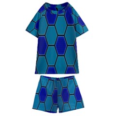 Hexagon Background Geometric Mosaic Kids  Swim Tee And Shorts Set by Sapixe