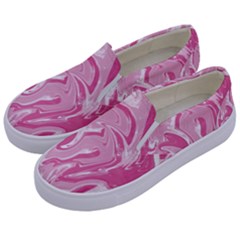 Pink Marble Painting Texture Pattern Kids  Canvas Slip Ons by Sapixe