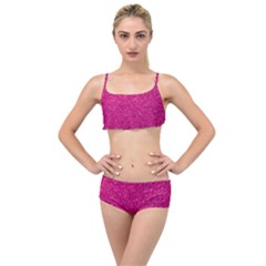 Hot Pink Glitter Layered Top Bikini Set by snowwhitegirl