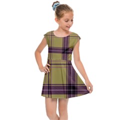 Beige Purple Plaid Kids Cap Sleeve Dress by snowwhitegirl