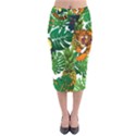 Tropical Pelican Tiger Jungle Velvet Midi Pencil Skirt View1