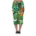 Tropical Pelican Tiger Jungle Velvet Midi Pencil Skirt View2