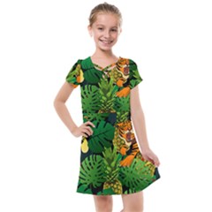 Tropical Pelican Tiger Jungle Black Kids  Cross Web Dress by snowwhitegirl