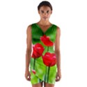 Red Tulip Flowers, Sunny Day Wrap Front Bodycon Dress View1