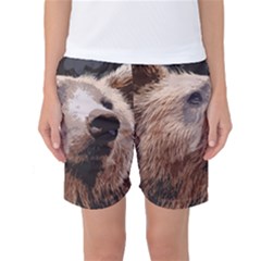 Bear Looking Women s Basketball Shorts by snowwhitegirl