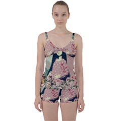 Rose Floral Doll Tie Front Two Piece Tankini by snowwhitegirl