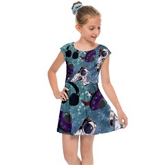 Astronaut Space Galaxy Kids Cap Sleeve Dress by snowwhitegirl