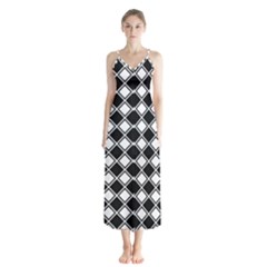 Square Diagonal Pattern Seamless Button Up Chiffon Maxi Dress by Nexatart