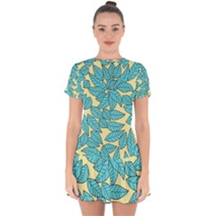 Leaves Dried Leaves Stamping Drop Hem Mini Chiffon Dress by Nexatart