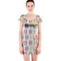 Rainbow Colored Waikiki Surfboards  Short Sleeve Bodycon Dress View1