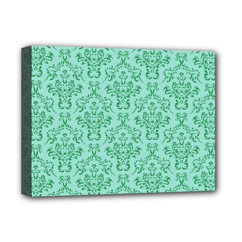 Victorian Teal Ornamental Deluxe Canvas 16  X 12  (stretched)  by snowwhitegirl