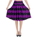 Zombie Purple and Black Halloween Nightmare Stripes  Flared Midi Skirt View1