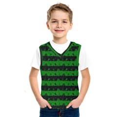 Alien Green And Black Halloween Nightmare Stripes  Kids  Sportswear by PodArtist