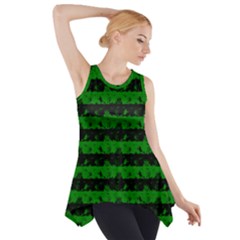 Alien Green And Black Halloween Nightmare Stripes  Side Drop Tank Tunic by PodArtist