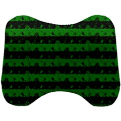 Alien Green And Black Halloween Nightmare Stripes  Head Support Cushion by PodArtist