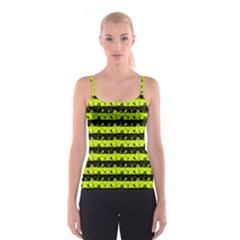 Slime Green And Black Halloween Nightmare Stripes  Spaghetti Strap Top by PodArtist