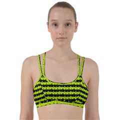 Slime Green And Black Halloween Nightmare Stripes  Line Them Up Sports Bra by PodArtist