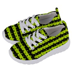 Slime Green And Black Halloween Nightmare Stripes  Kids  Lightweight Sports Shoes by PodArtist