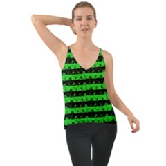 Monster Green And Black Halloween Nightmare Stripes  Chiffon Cami by PodArtist