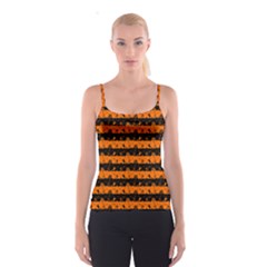 Dark Pumpkin Orange And Black Halloween Nightmare Stripes  Spaghetti Strap Top by PodArtist