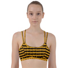 Pale Pumpkin Orange And Black Halloween Nightmare Stripes  Line Them Up Sports Bra by PodArtist