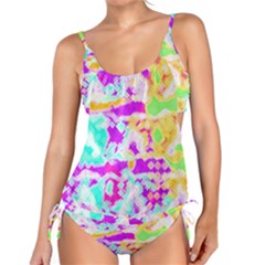 Pink Yellow Blue Green Texture                                                Tankini Set by LalyLauraFLM